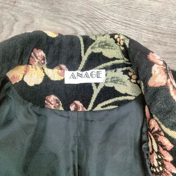Anage Vintage Sequins / Beaded Tapestry Floral Black Jacket - Picture 2 of 12